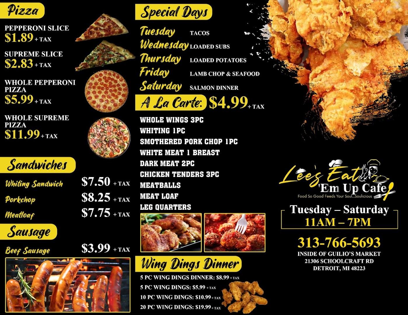 LEE'S EAT 'EM UP CAFE Menu